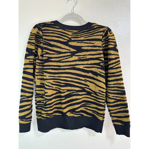 Philosophy Women's 3-D Tiger Striped Knit Sweater Size M Gold/Black - Picture 3 of 3